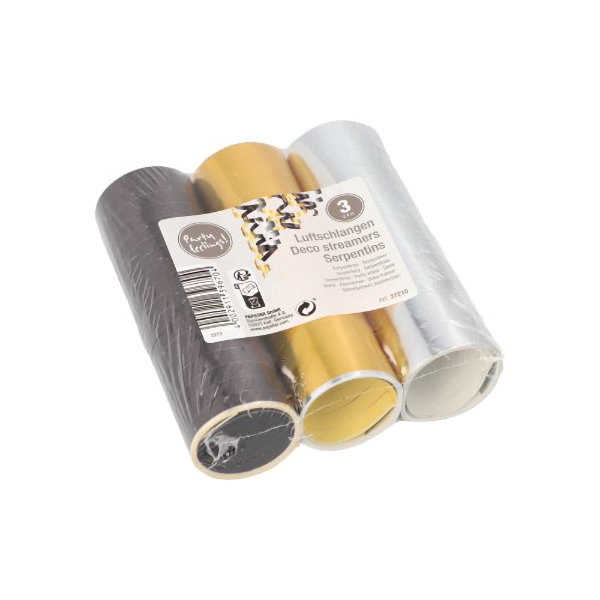 3 Deco Streamers 4 m black/gold/silver "Metallic" - Image 2