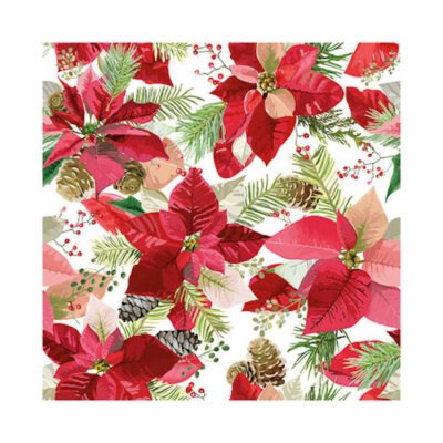 Serviettes 20 x 3ply "Winter Poinsettia" 33x33cm